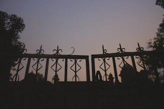 A beautifully designed luxury fence wrapping around a modern home at sunset.