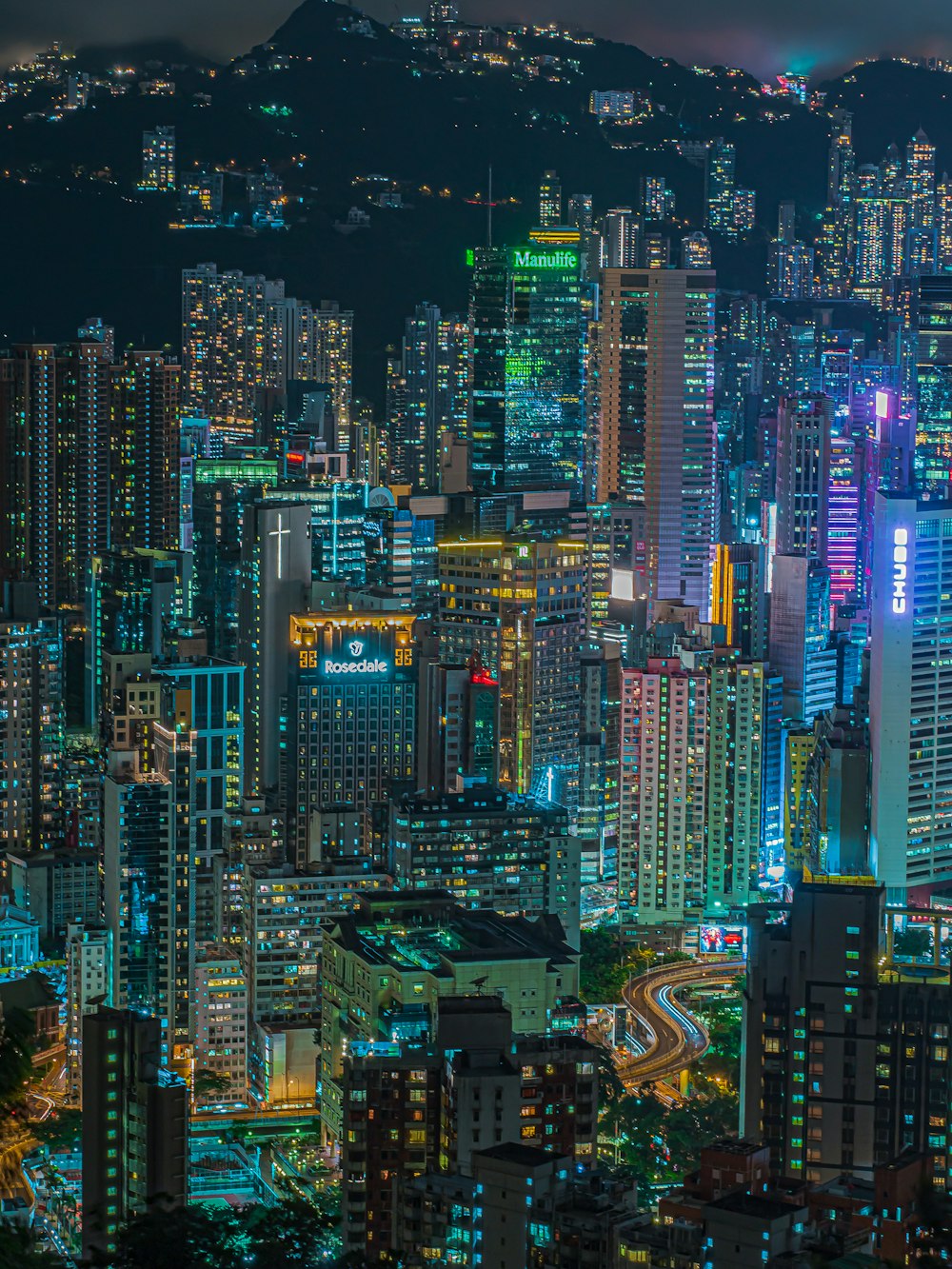 high rise buildings during night time