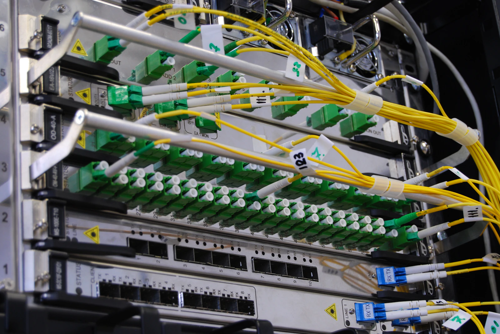 Network cables connected during server-rack installation