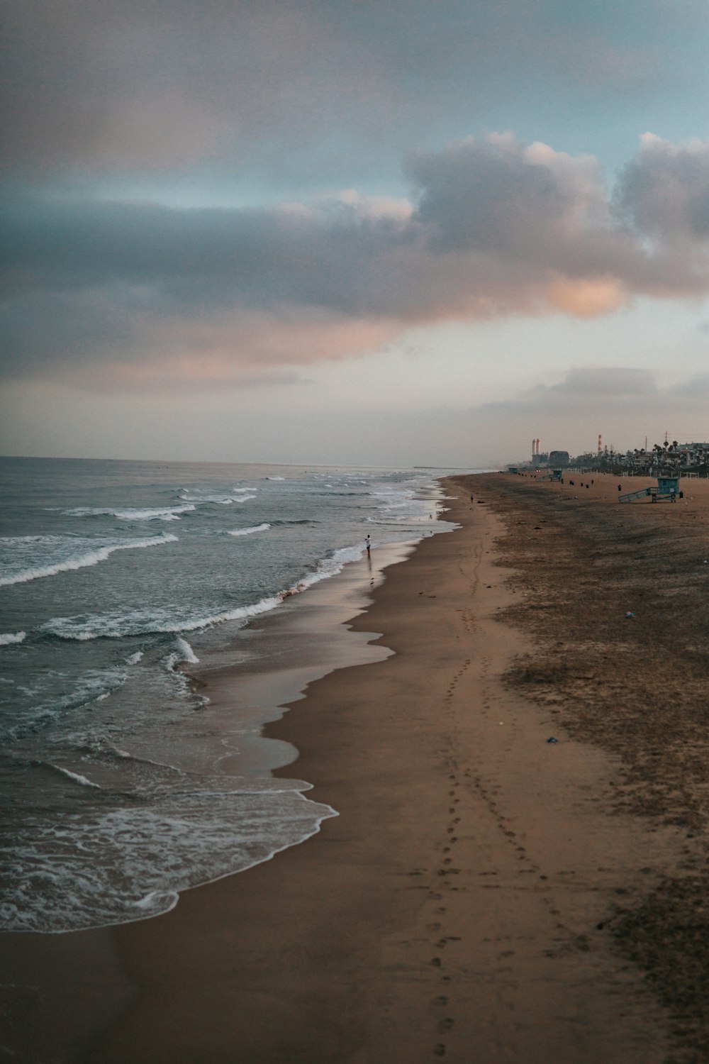 people on beach during sunset