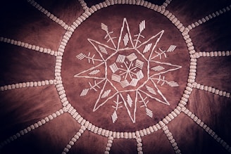 brown and white round area rug