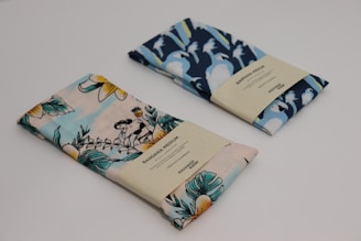 blue and white floral textile