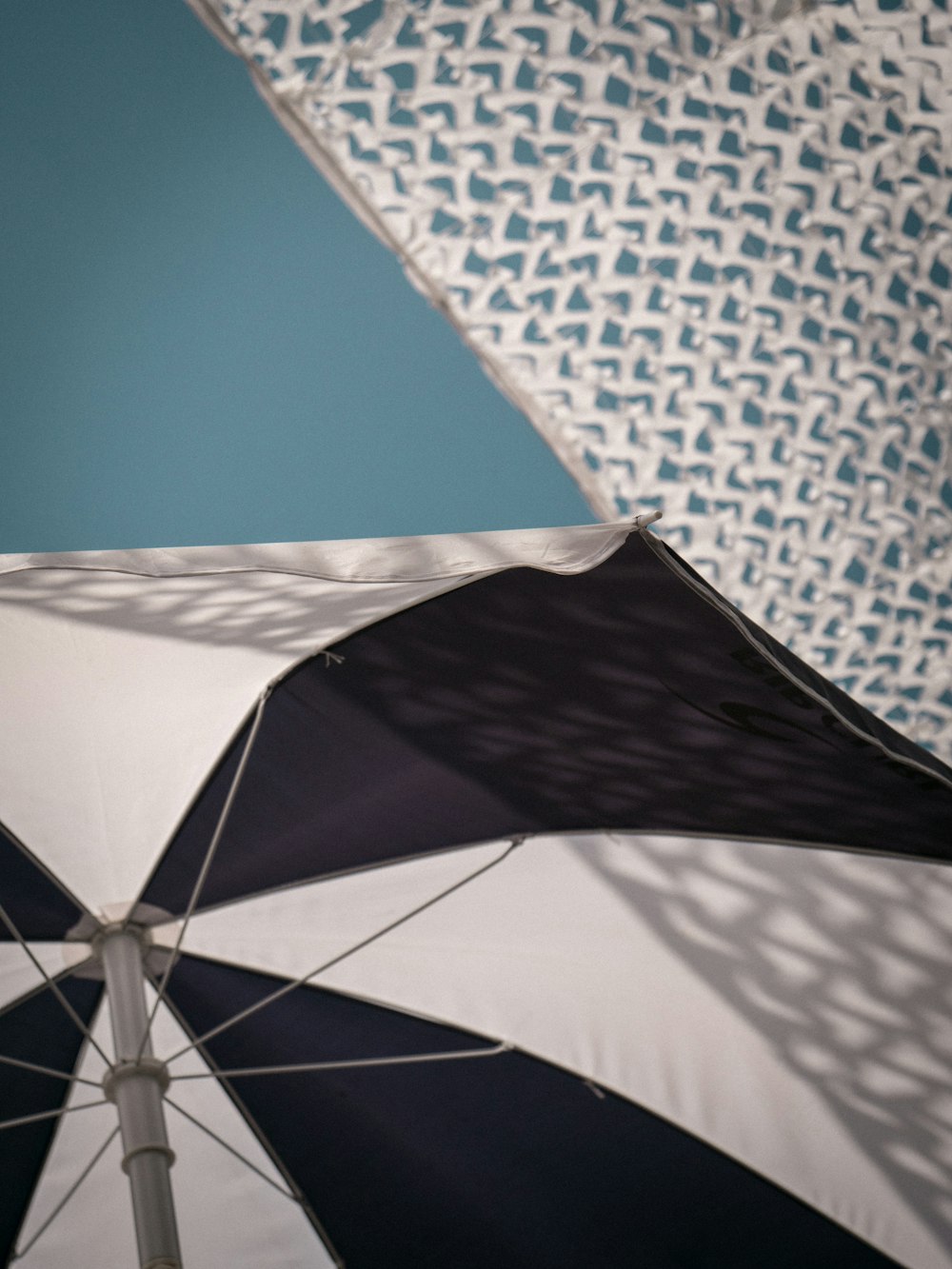 white and black umbrella under blue sky during daytime