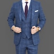 man in blue suit jacket