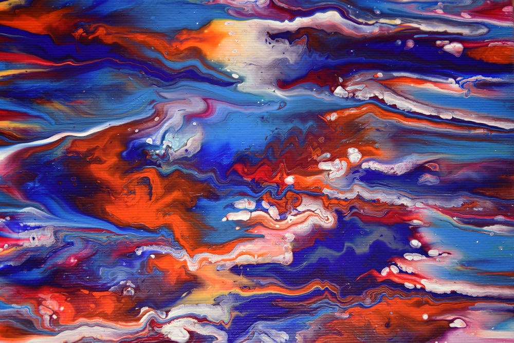 blue orange and white abstract painting
