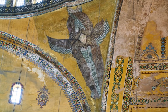 brown and beige floral wall decor in Hagia Sophia Museum Turkey