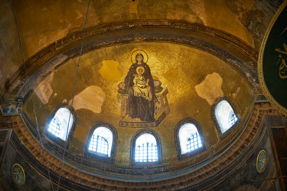 gold and blue cathedral ceiling