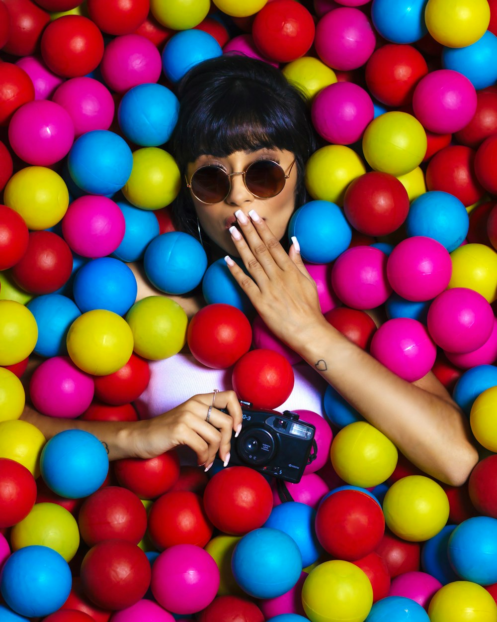 woman in black sunglasses with silver frame