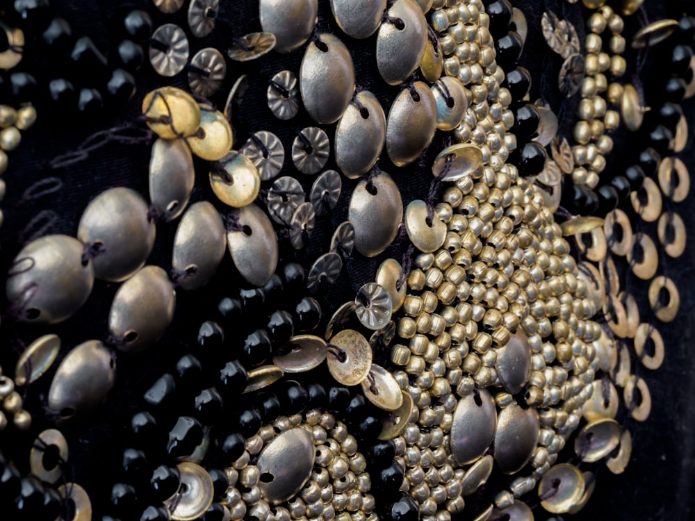 black and gold round beads