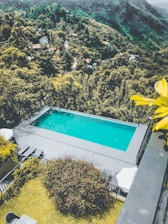 A private pool with sunrise view overlooking the lush greenery.
