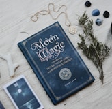 a book sitting on top of a table next to other items