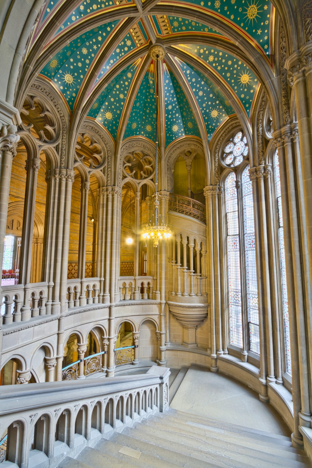 Here is a photograph taken from a staircase inside Manchester Town Hall.  Located in Manchester, Greater Manchester, England.  Website : www.michaeldbeckwith.com   Email : michael@michaeldbeckwith.com