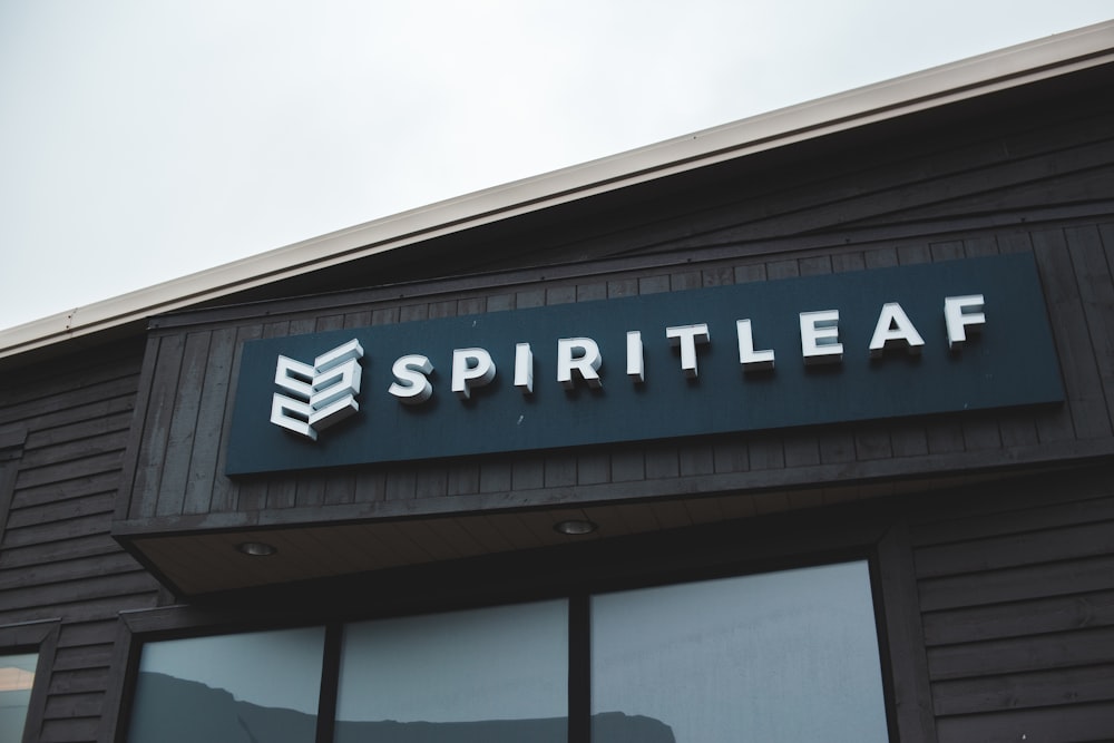 a sign on the side of a building that says spiritleaf