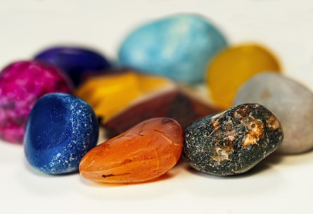 blue yellow and red oval candies