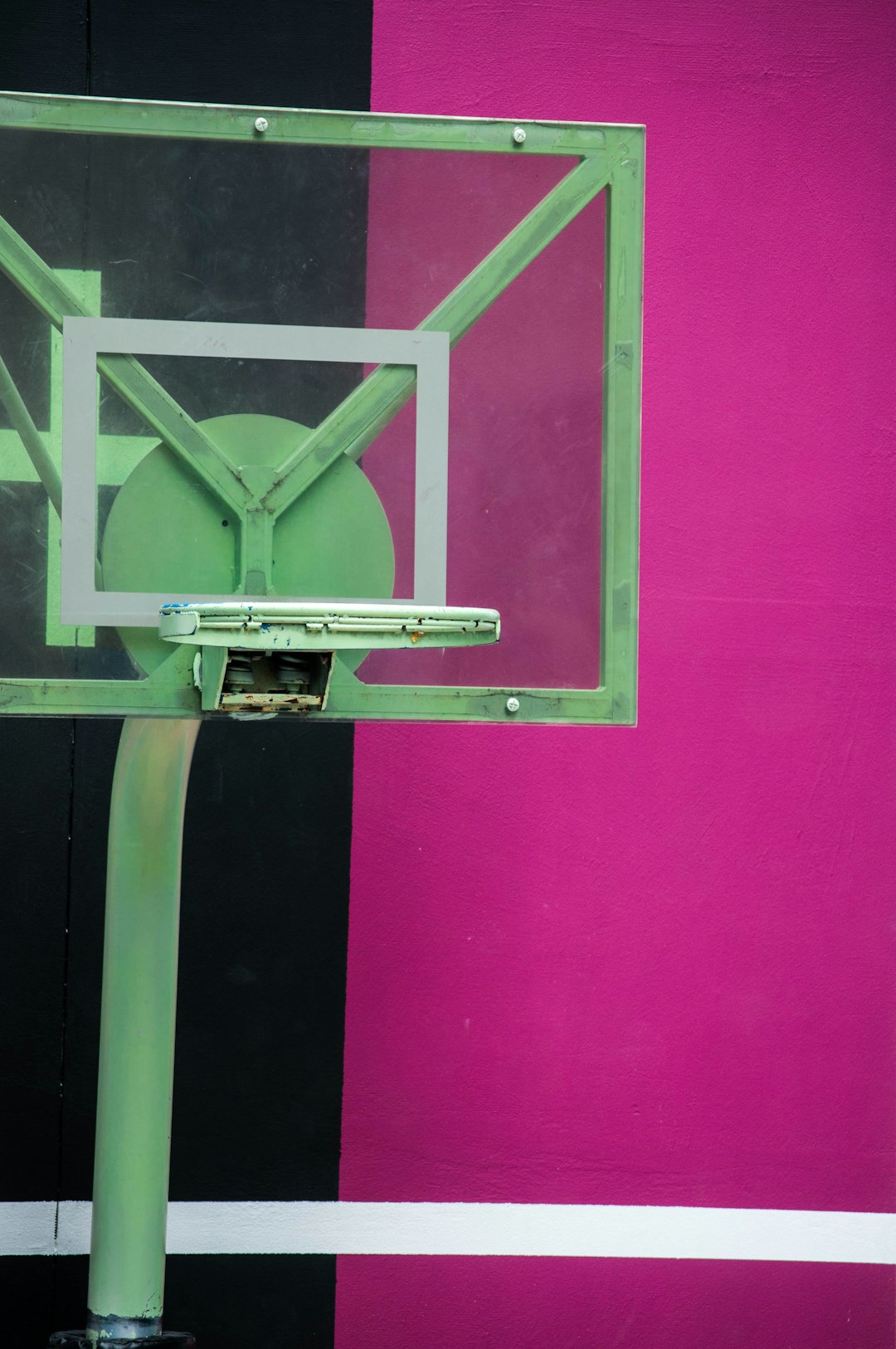 black and pink basketball hoop