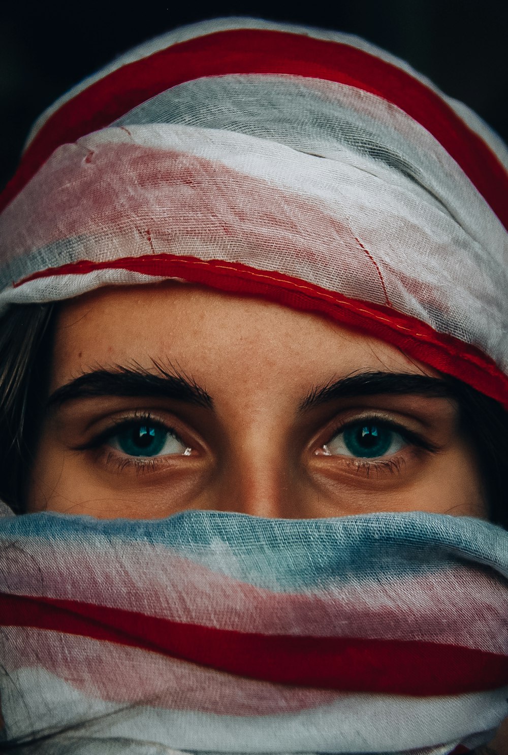 woman in white and red hijab