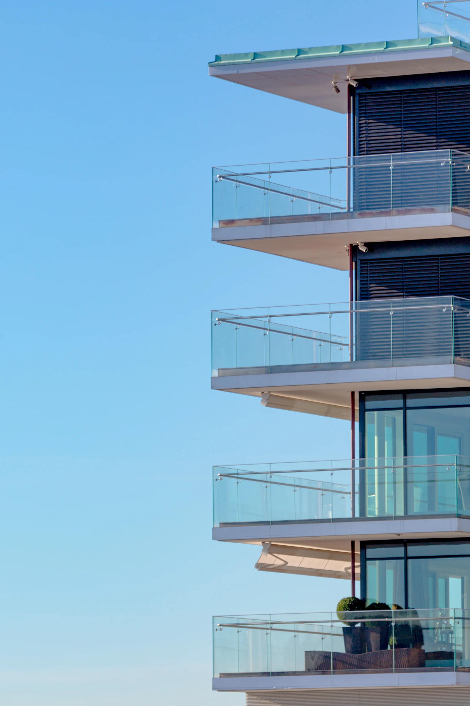 Modern condominium building with balconies