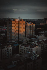 high rise buildings during night time