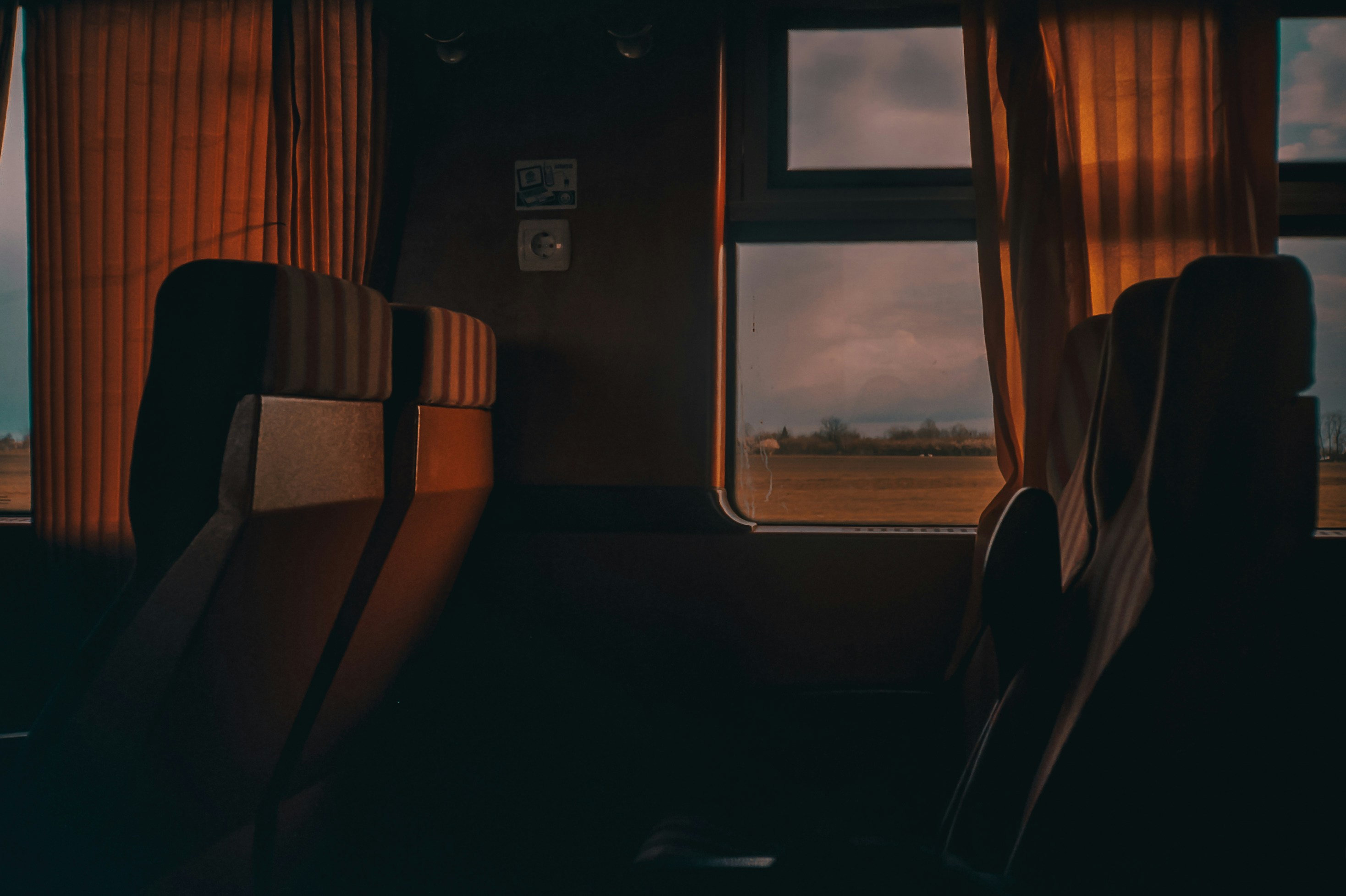 brown and white train seat
