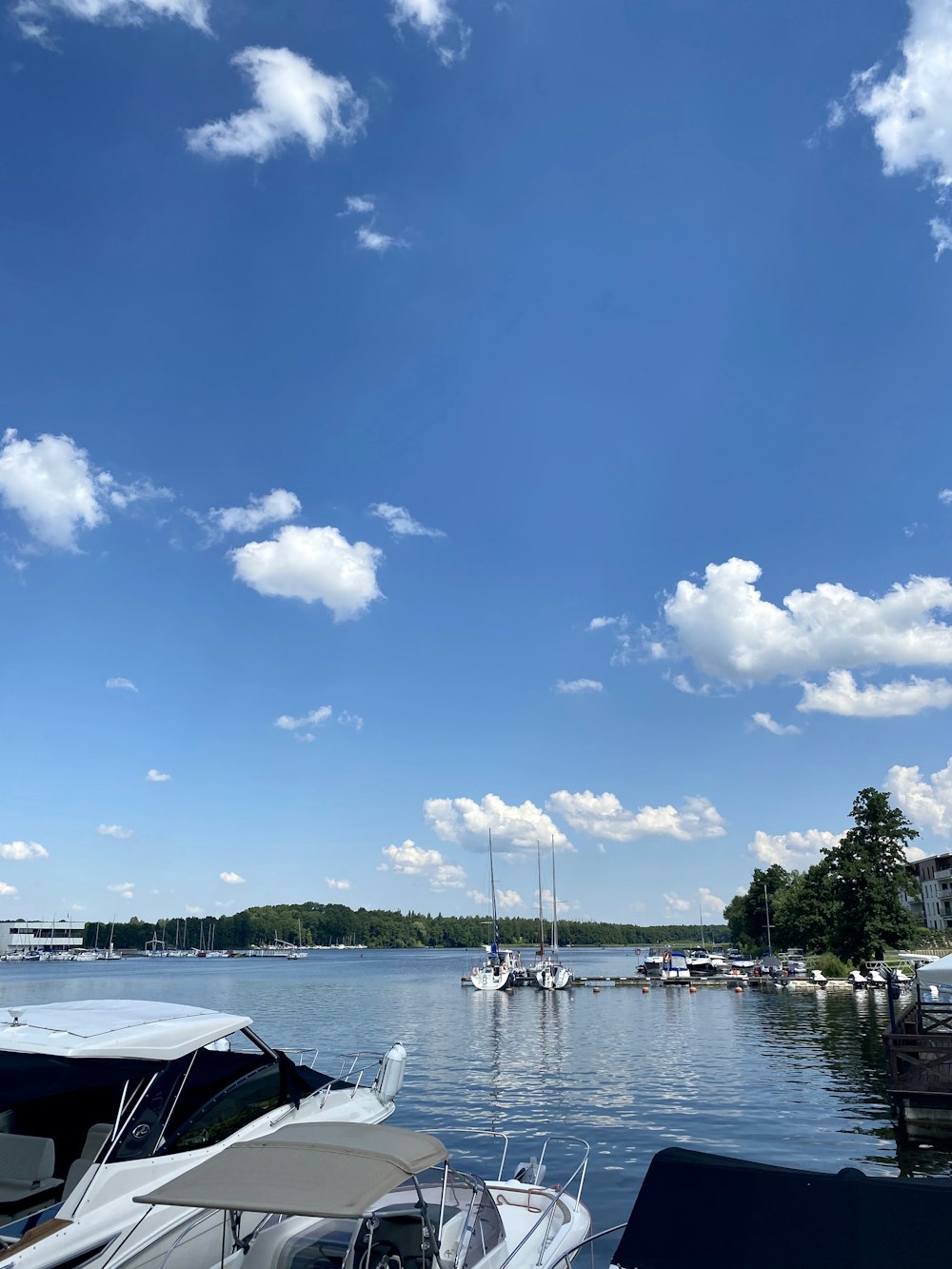 white boat on water under blue sky during daytime