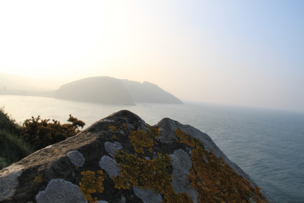 black and gray rock formation near body of water during daytime