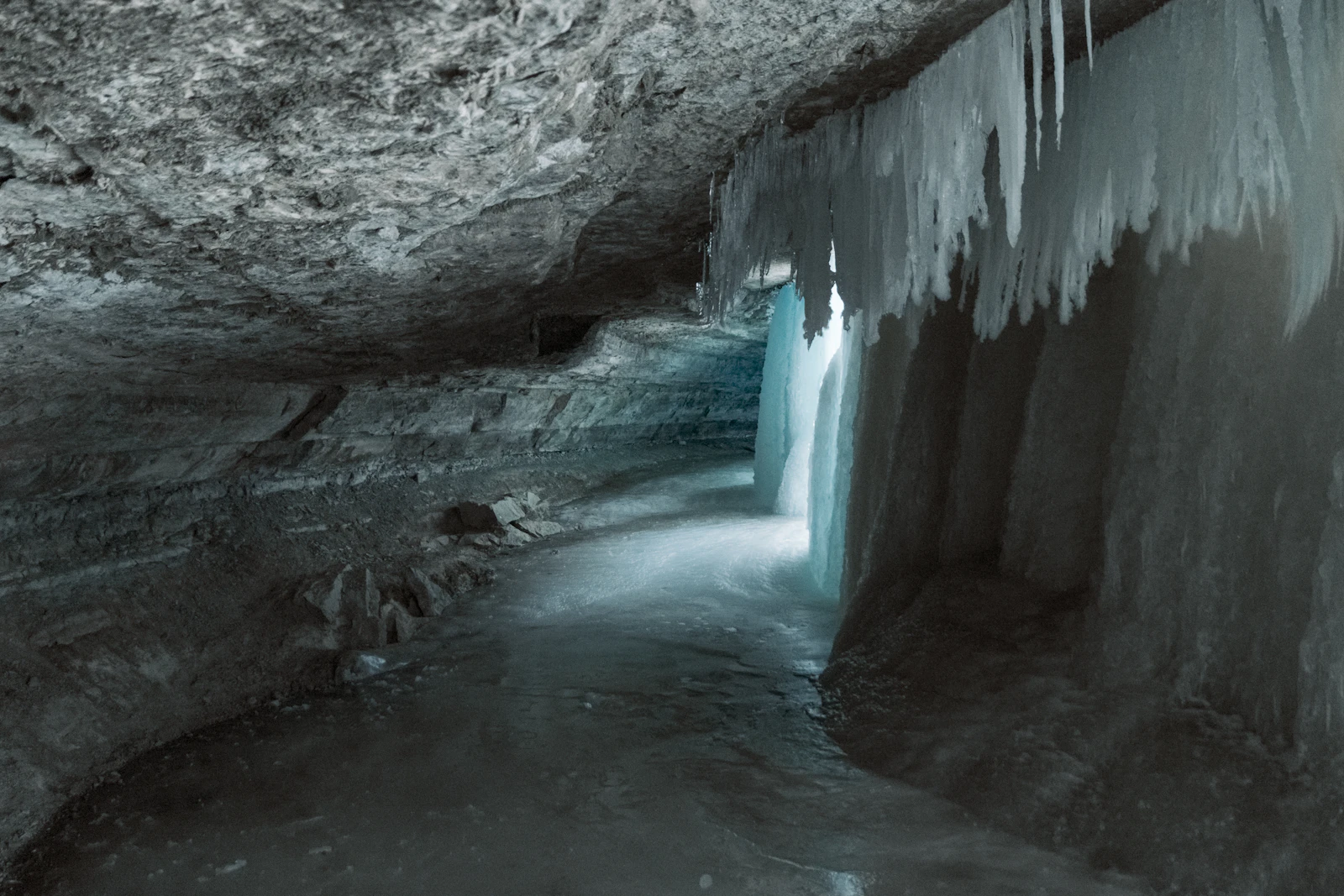 Frozen Minnehaha Falls in winter