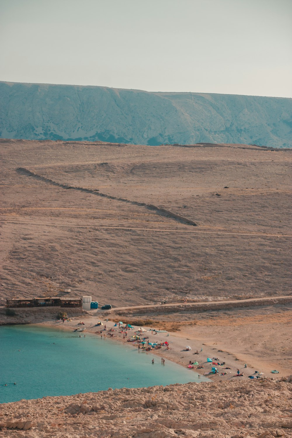 aerial view of people on beach during daytime