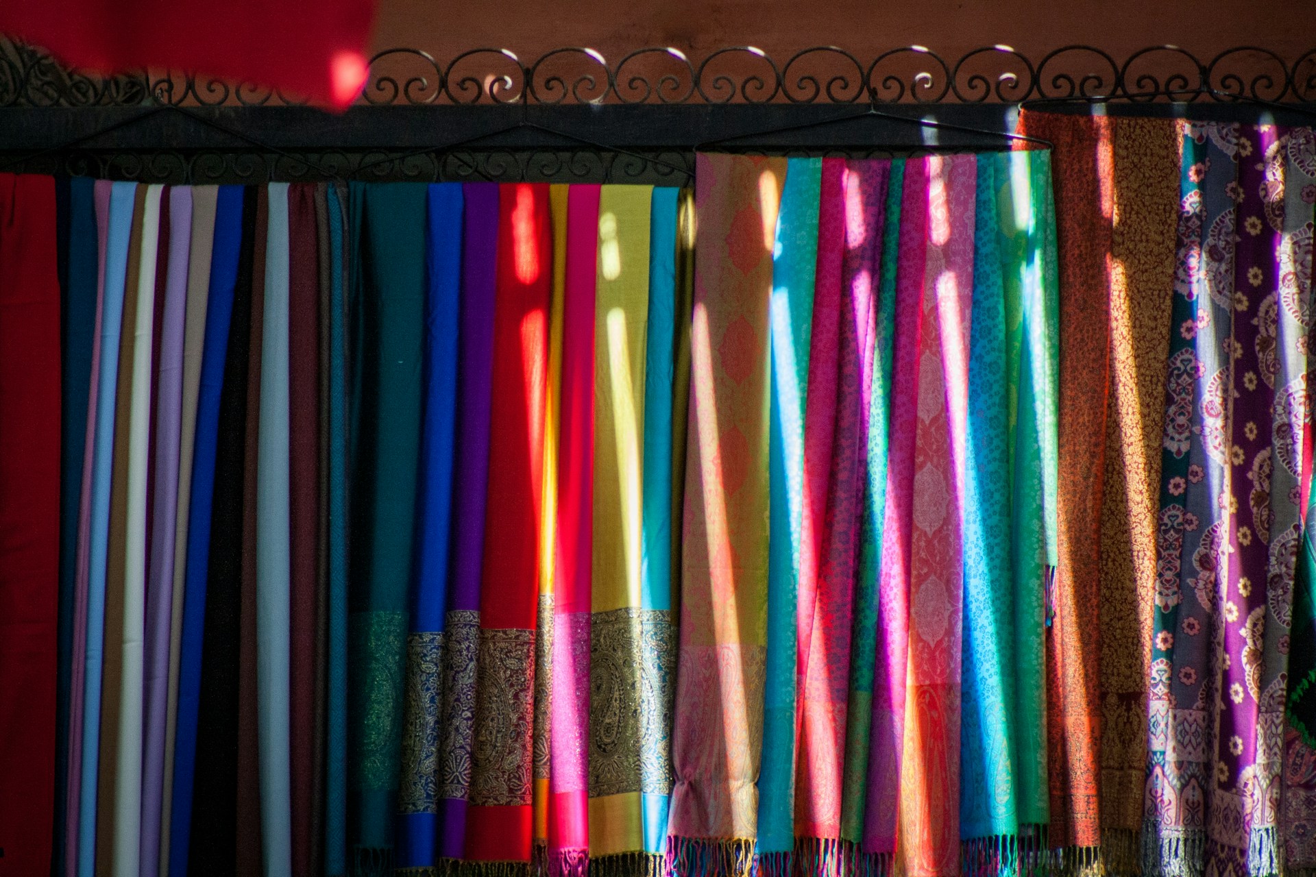 multi colored string lights on ceiling