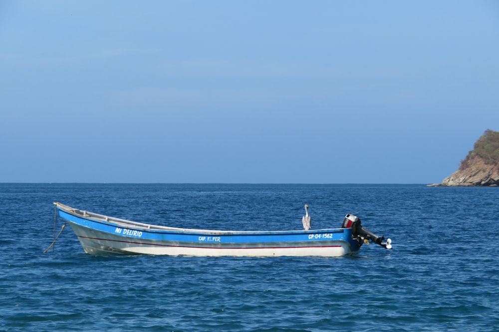 man in black shirt riding on blue and white boat during daytime