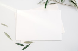 white printer paper with green leaves