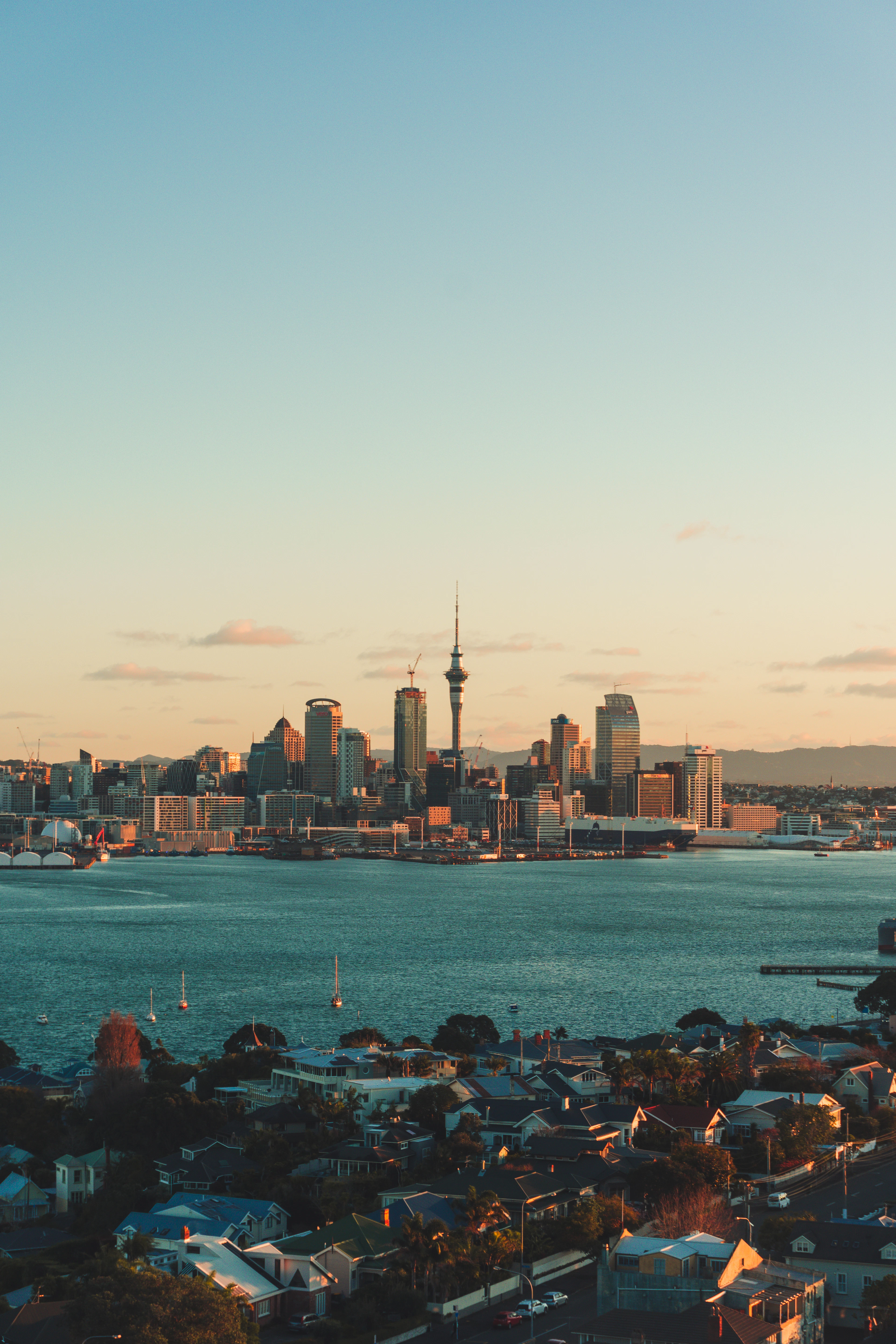 Auckland harbour Sky Tower, Auckland