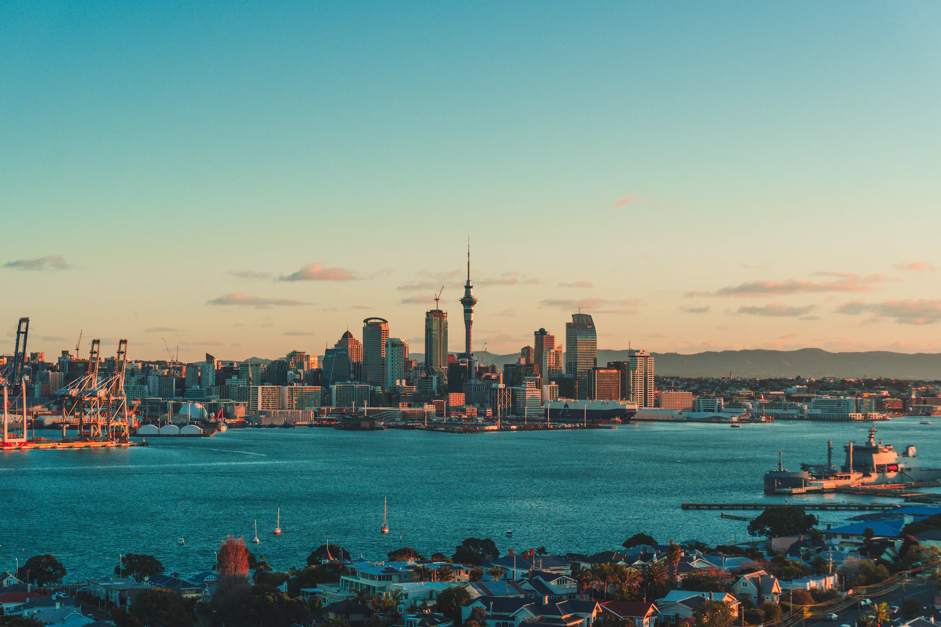 The Auckland city skyline and harbour, home of Andersen New Zealand