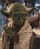 person in brown and green mask
