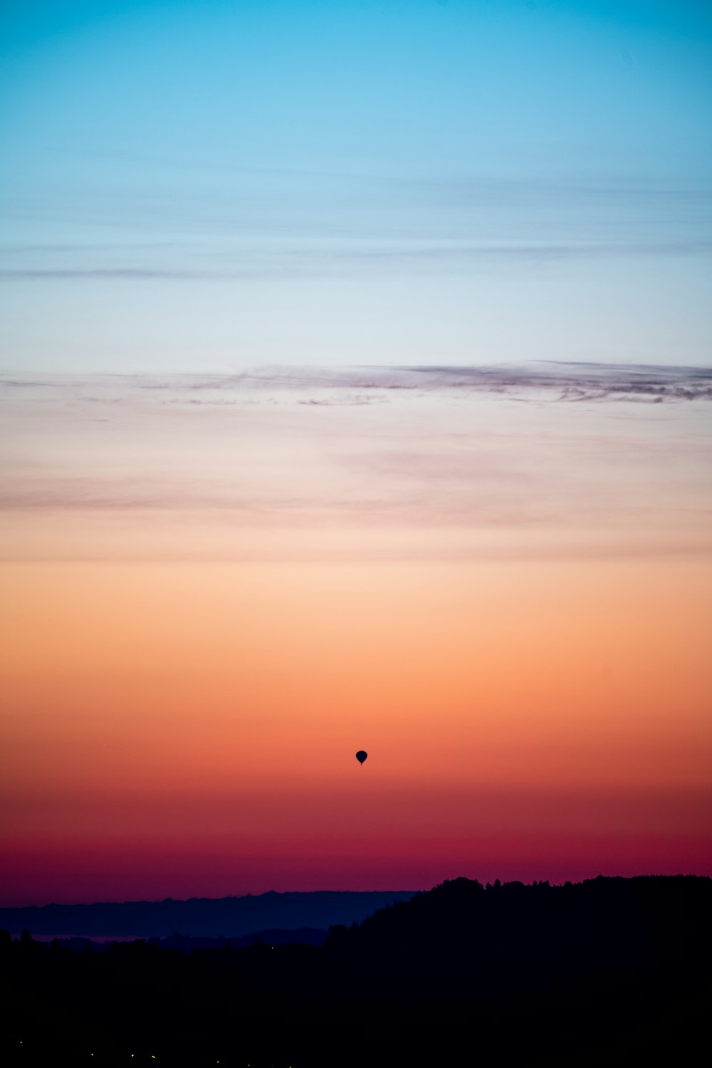 bird flying over the clouds during sunset