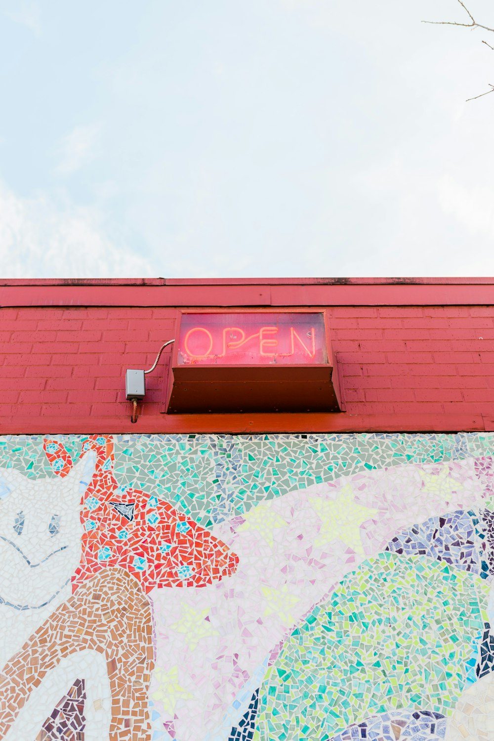 red and white brick wall