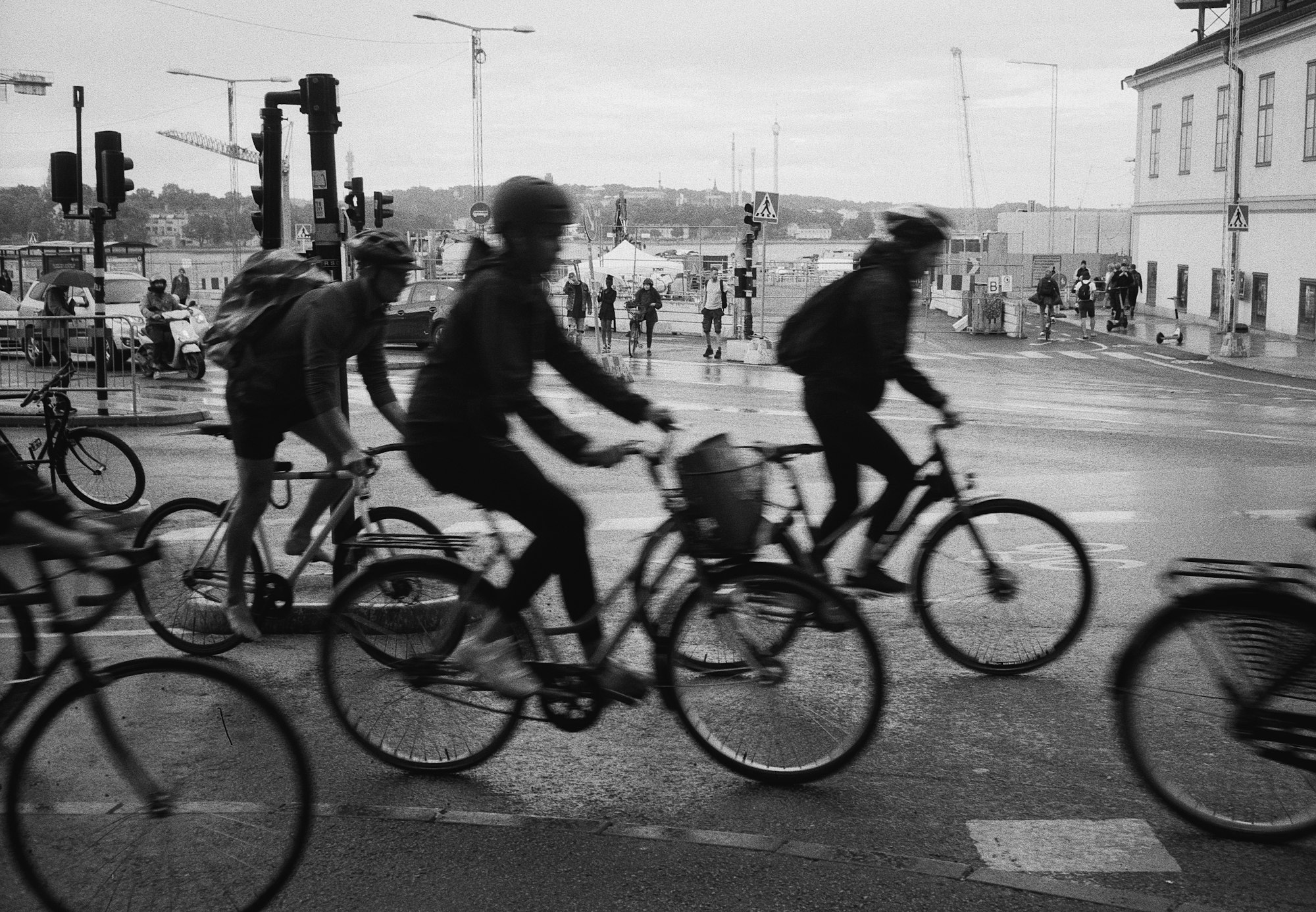 Cyclists at rush hour