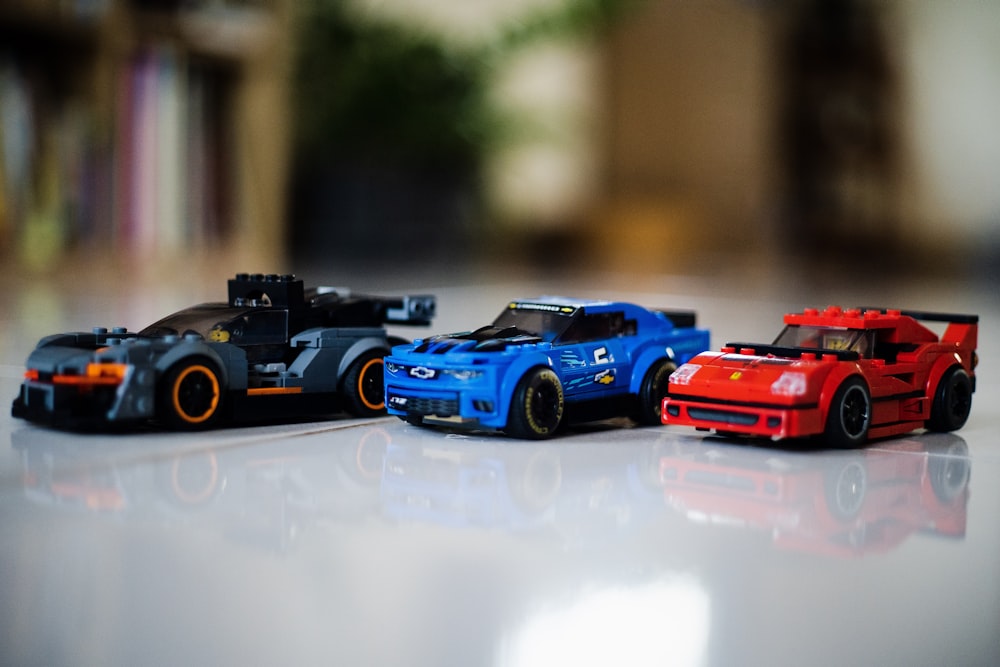 blue and red car toy