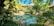 A serene villa poolside view with tropical greenery under a clear sky.