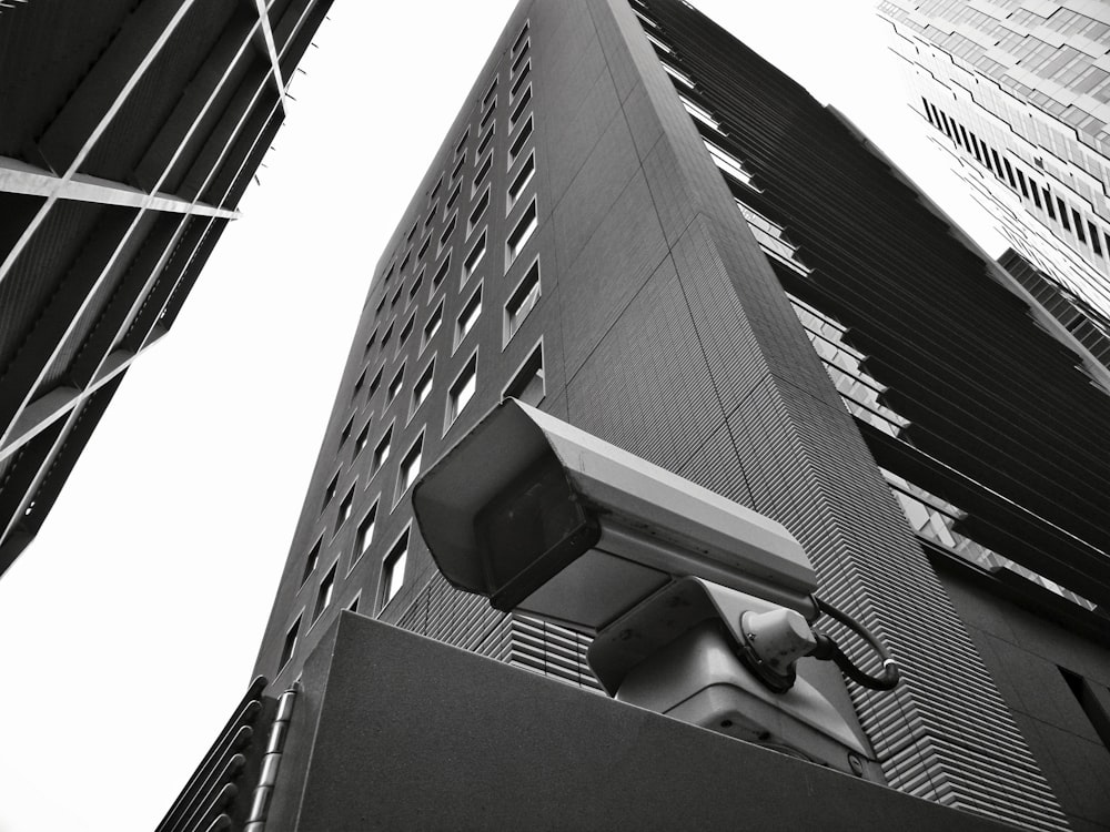 black and white concrete building