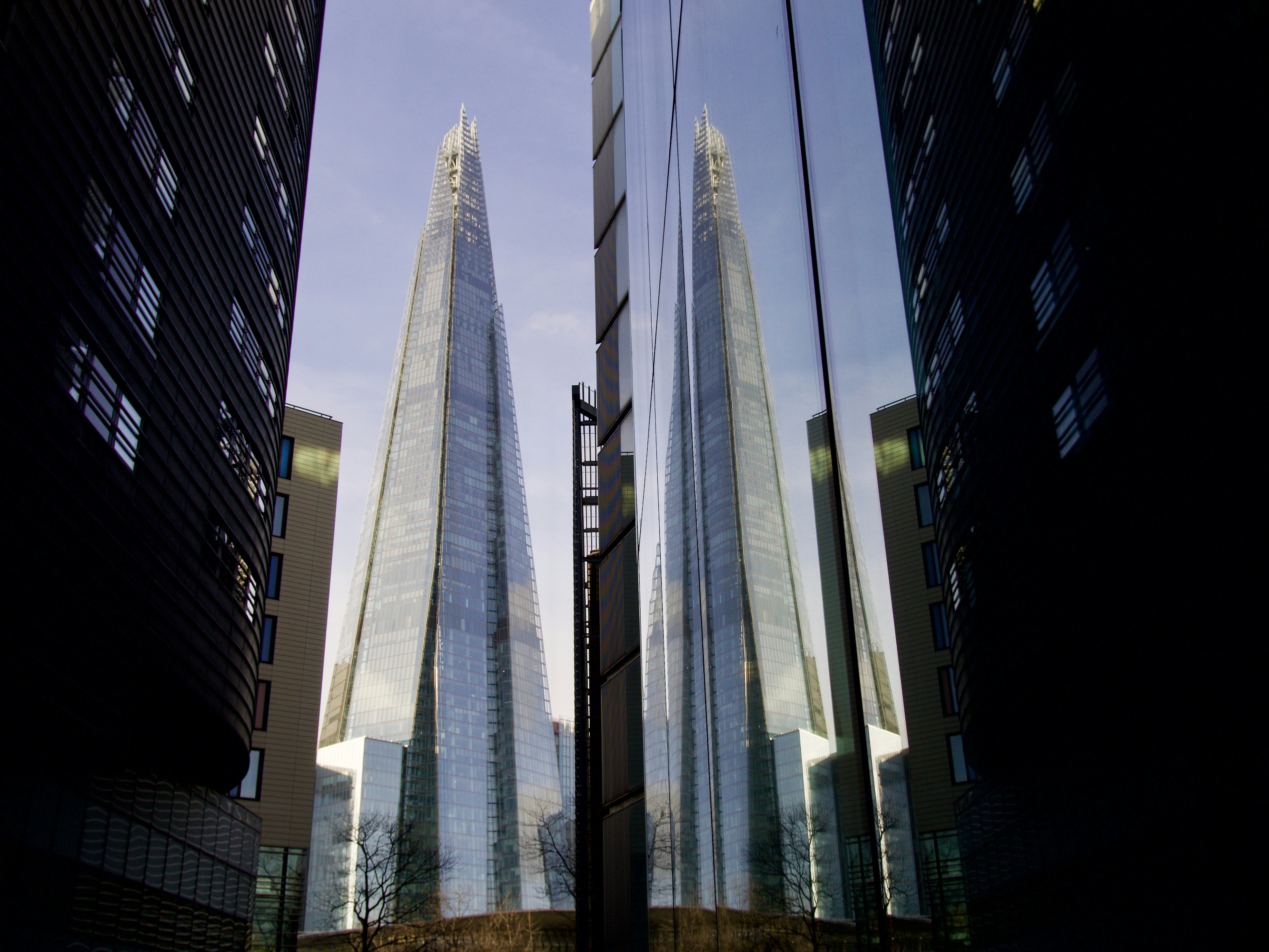 Modern glass tower reflection