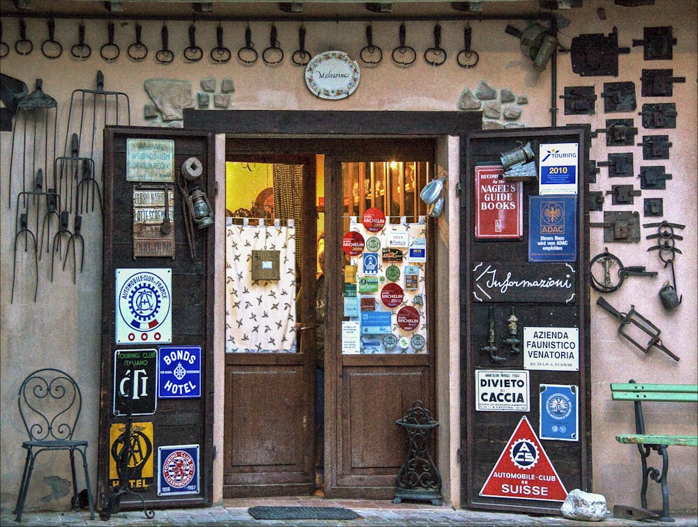 brown wooden door with glass