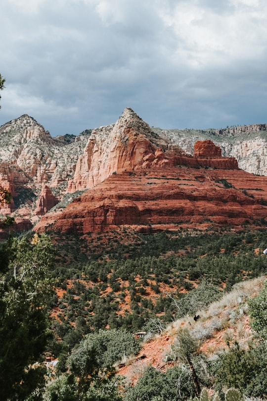 brown rocky mountain under white cloudy sky during daytime in Sedona United States