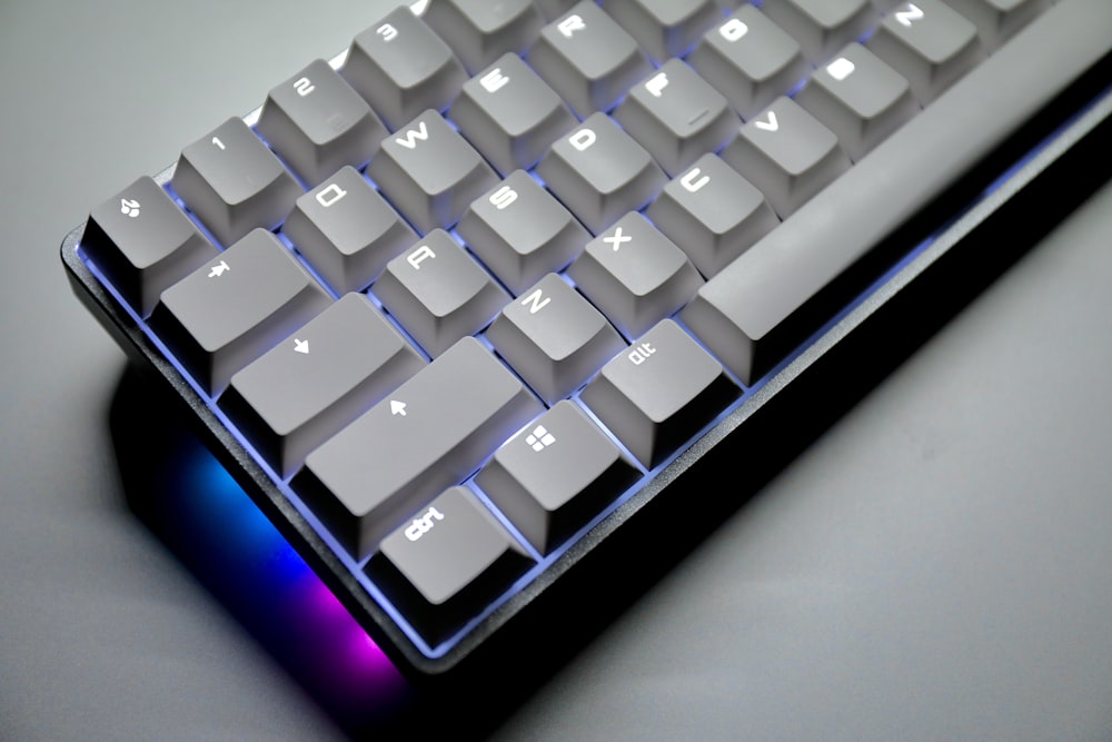 black and blue computer keyboard