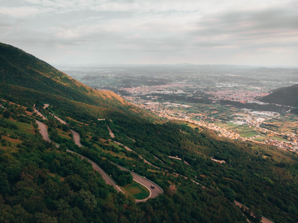 aerial view of green mountains during daytime