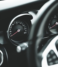 black and silver car speedometer