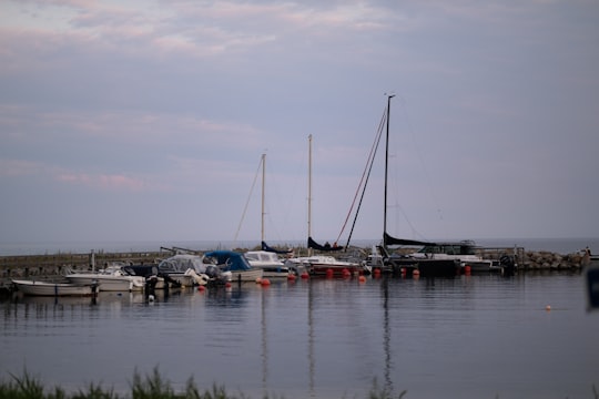 boats on water under gray sky in Torsö Sweden