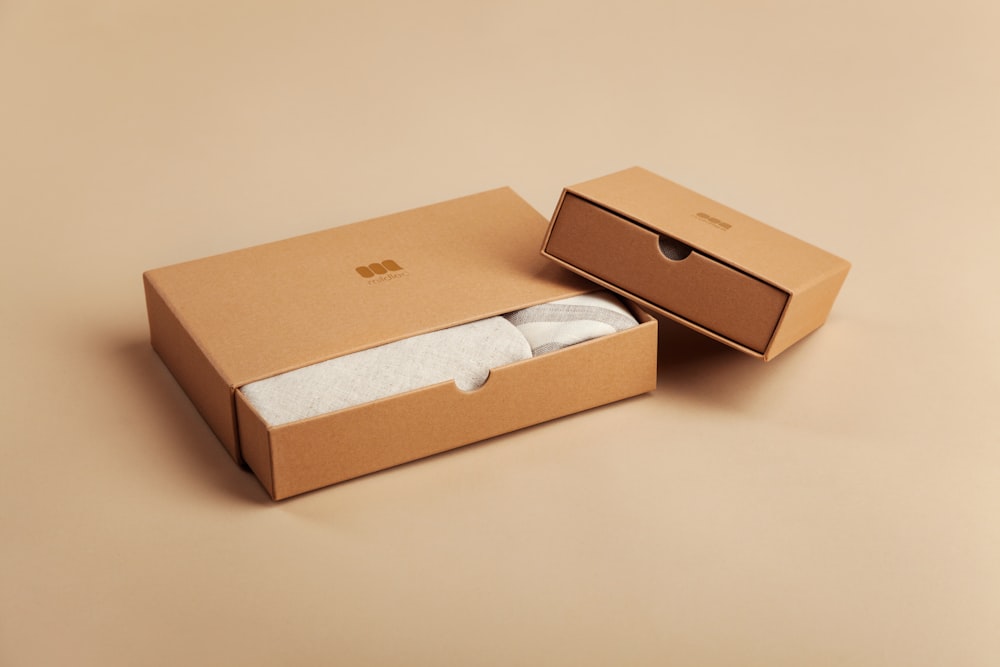 Two kraft paper boxes.