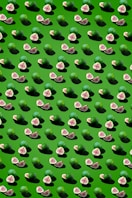 green and white polka dot textile