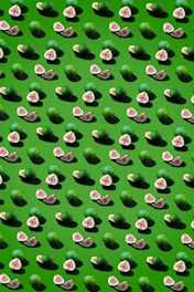 green and white polka dot textile