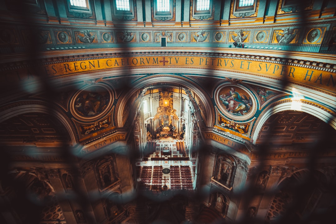 brown and blue cathedral interior